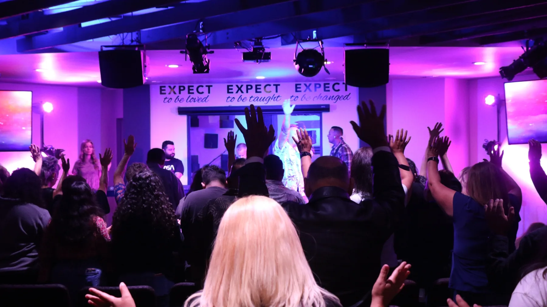 Hope Community Church congregation worshiping together